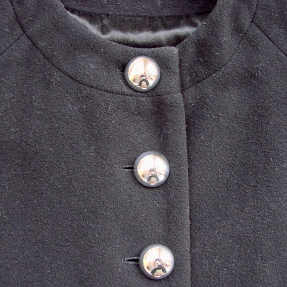 Hilary Radley Black Wool Cashmere Long Coat Dressy Silver Buttons Size Petite 6 - Picture 6 of 12